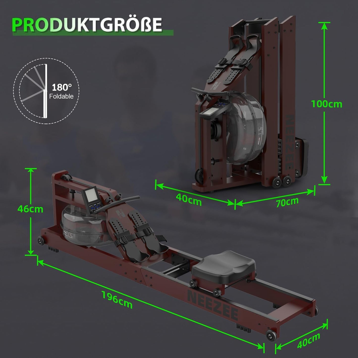 Neezee Water Rudergerät: Massivholz-Heimtrainer