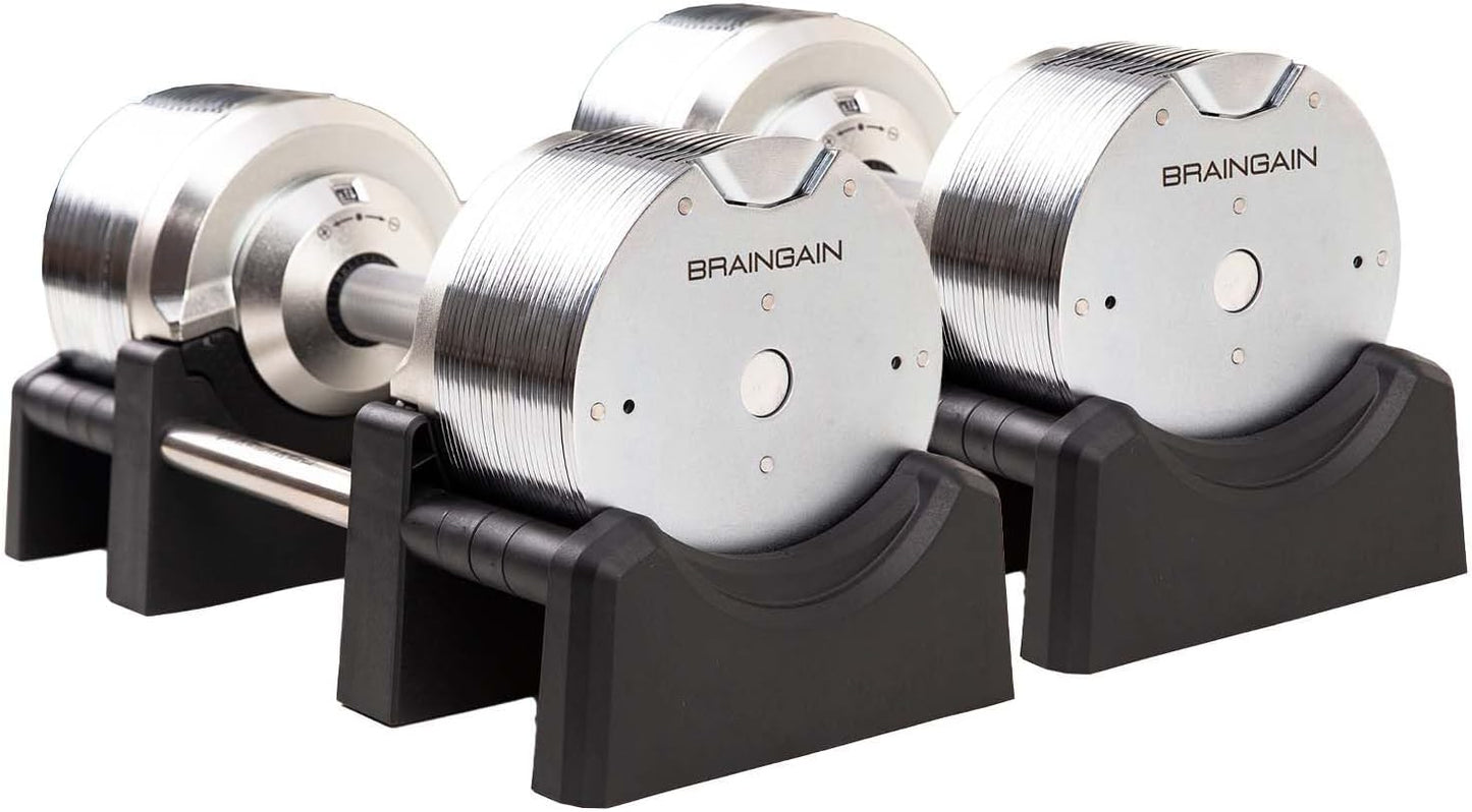 BRAINGAIN Verstellbare Hanteln: Chrom/Schwarz fürs Heimtraining