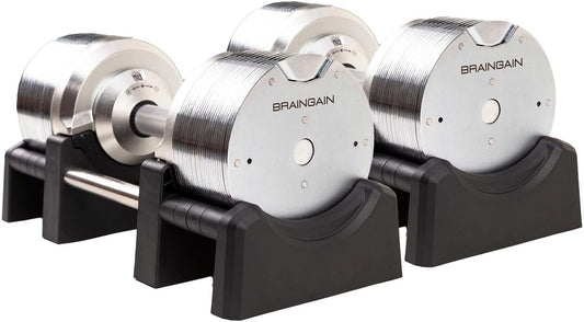 BRAINGAIN Verstellbare Hanteln: Chrom/Schwarz fürs Heimtraining