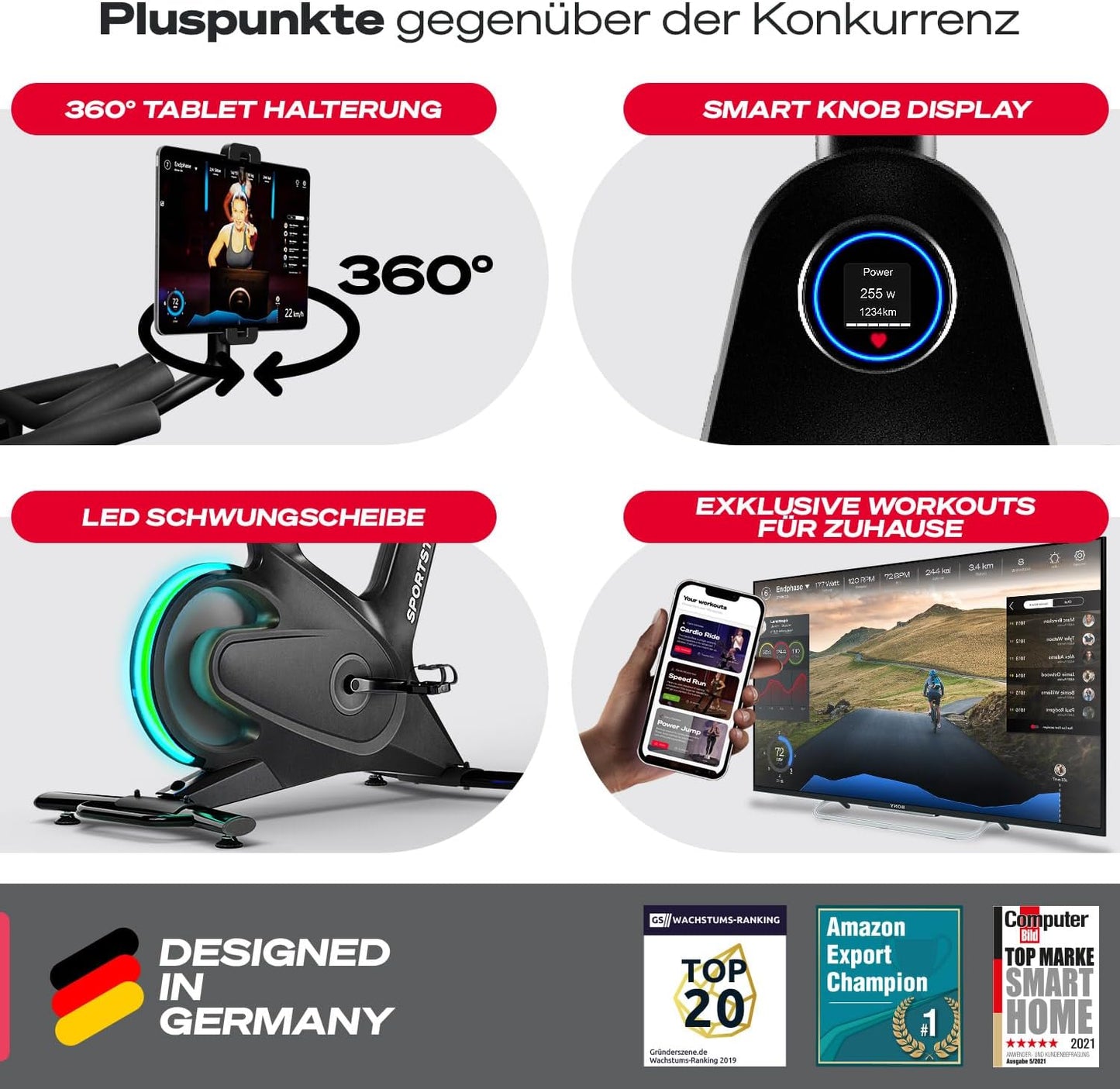 Sportstech Sbike Lite: Heimtrainer mit App & Tablet-Halterung