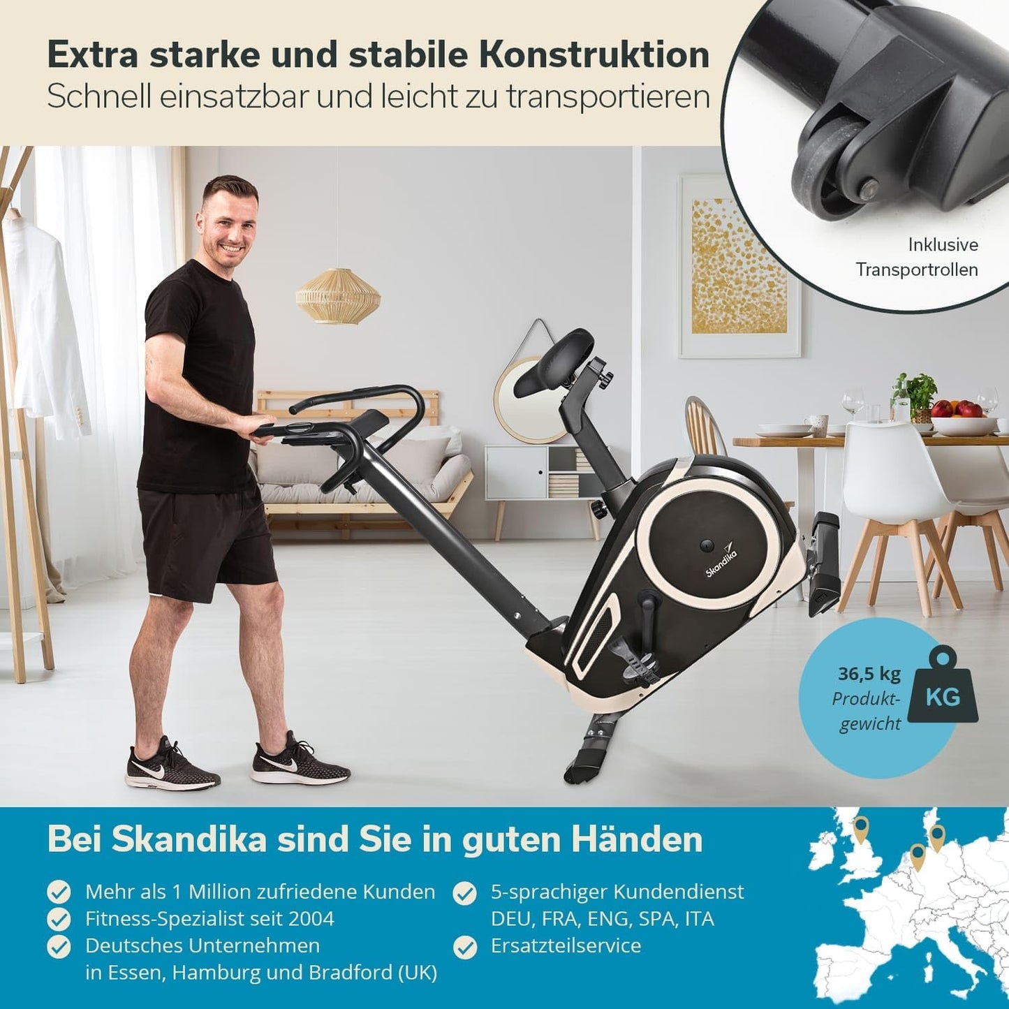 Skandika Morpheus: Ergometer mit App‑Steuerung, Pulsgurt und Tablethalter