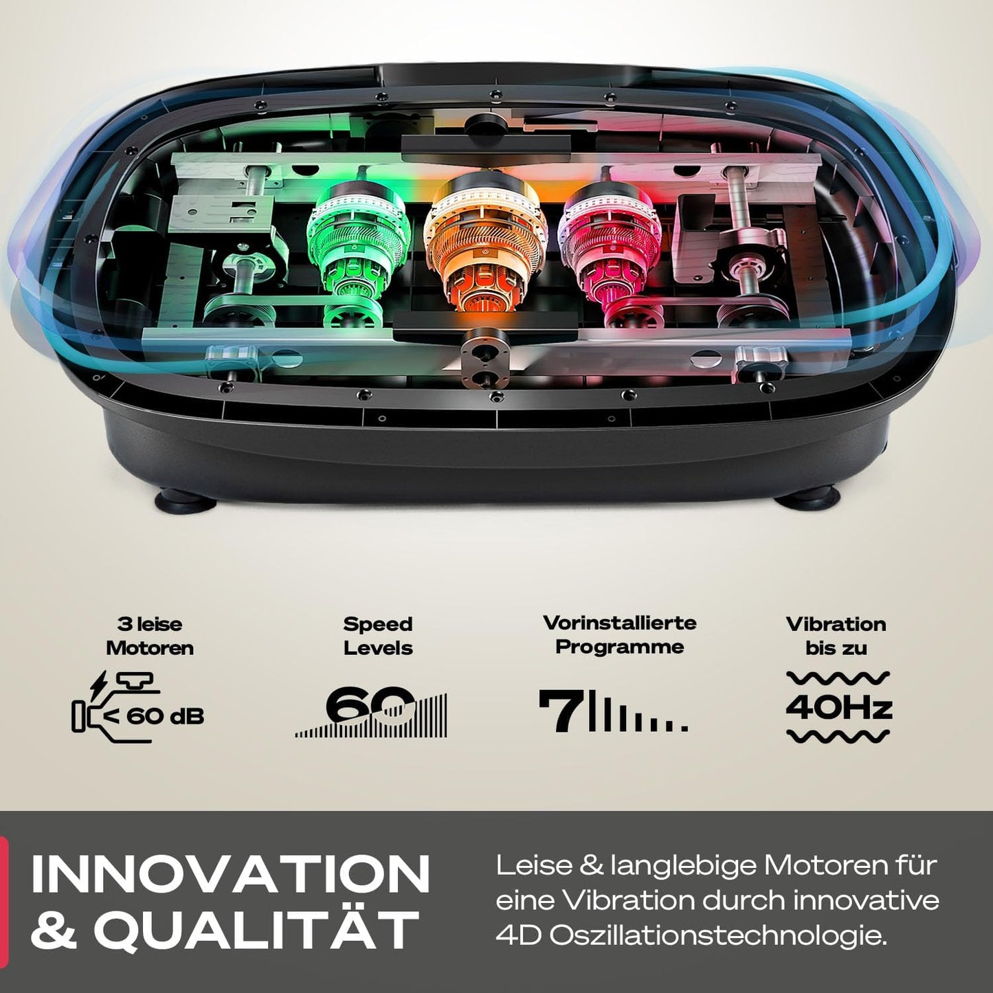 Sportstech 4D Vibrationsplatte: Smart LED, Bluetooth, Fitness & Yoga