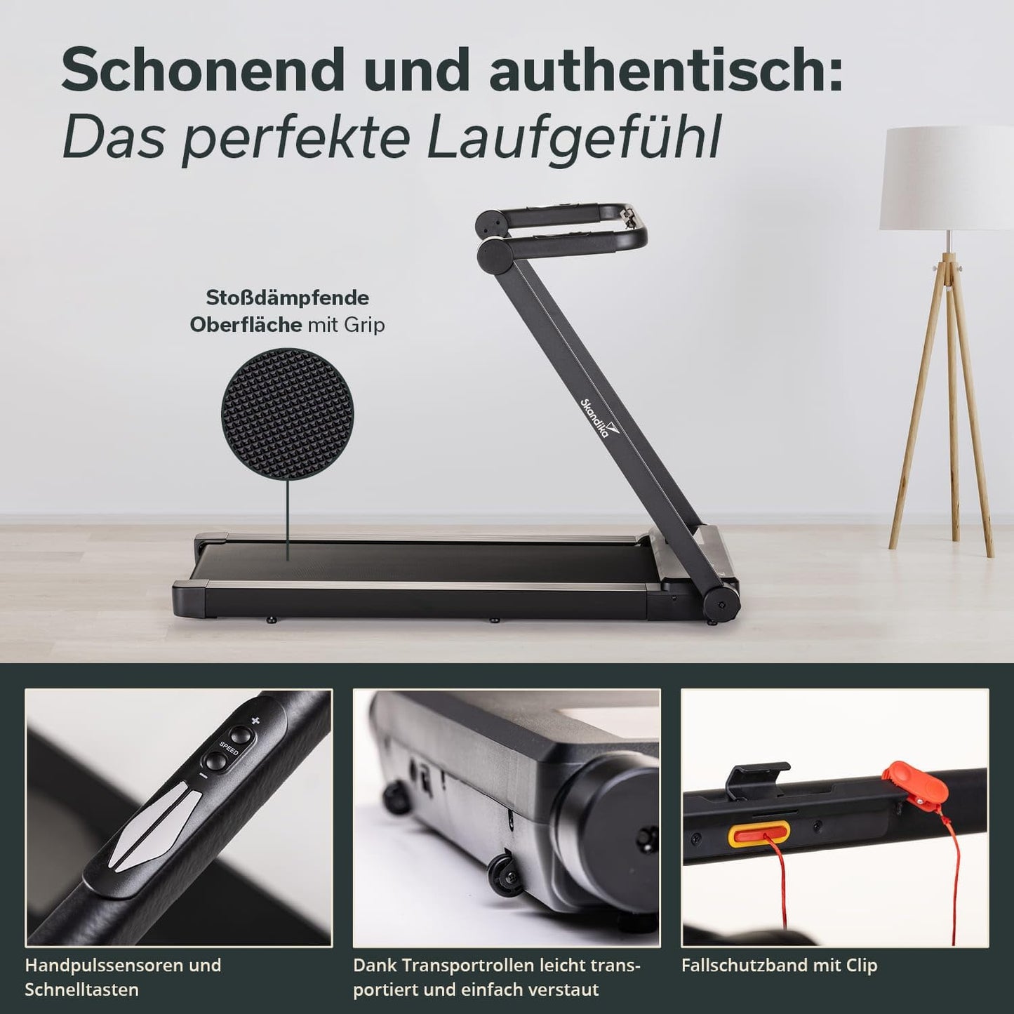 Skandika Nordik Laufband für Zuhause & Büro | Walking Pad mit Steigung