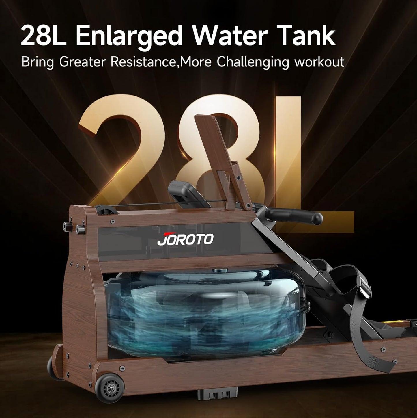 JOROTO MR380/MR390: Klappbares Eichenholz‑Rudergerät mit 28 L Tank und Bluetooth‑Monitor