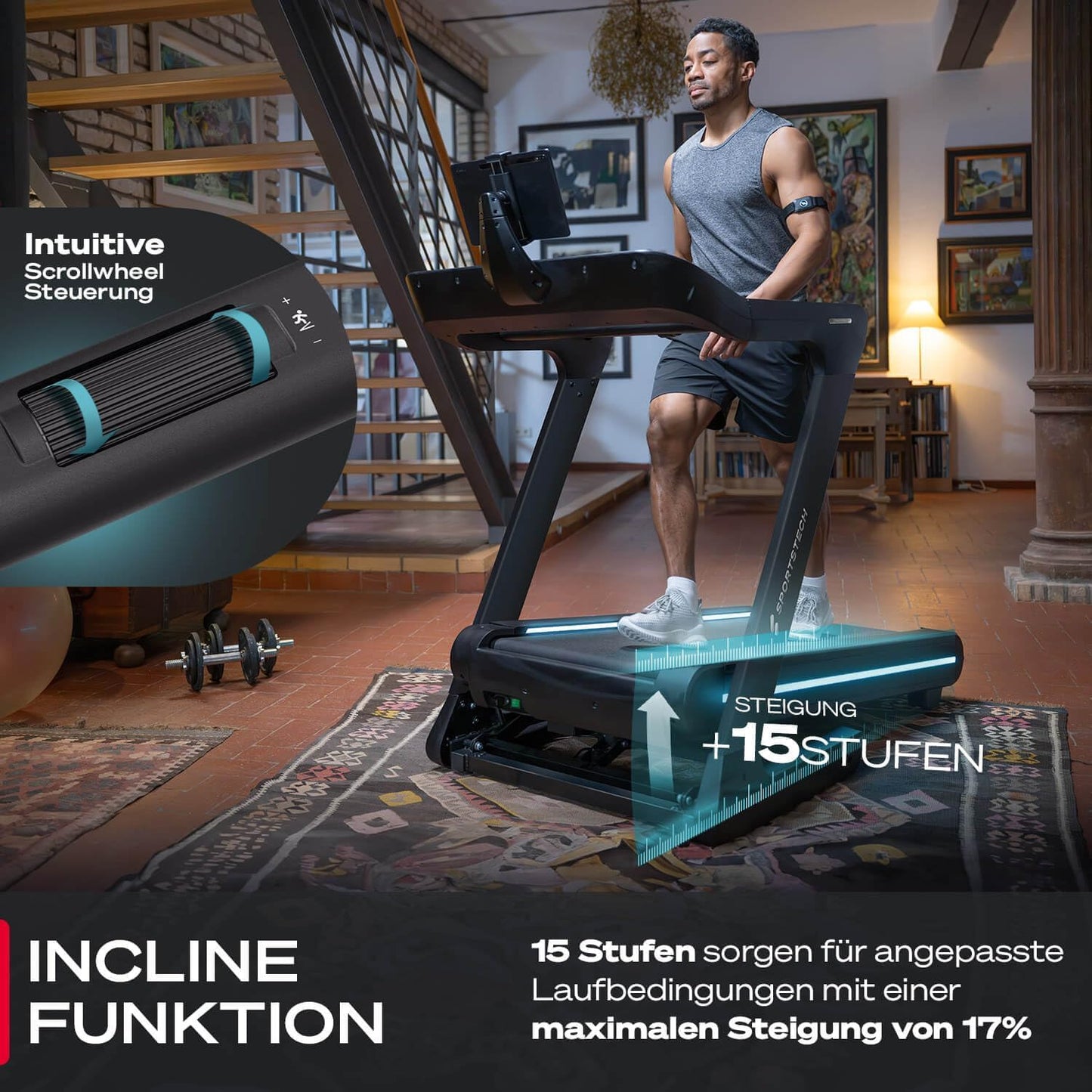 Sportstech sTread Pro/Lite: Klappbares Laufband, 20 km/h, 17 % Steigung