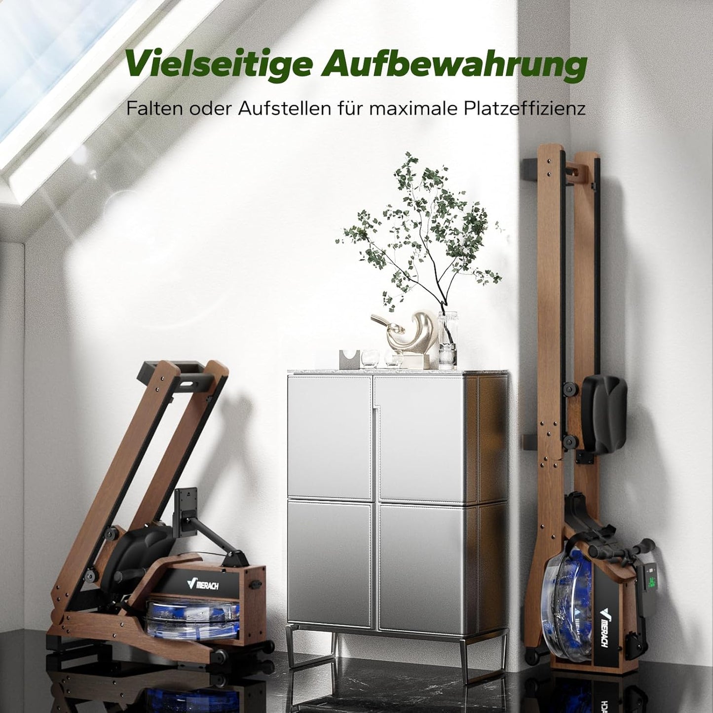 MERACH Wasser-Rudergerät aus Holz: Klappbar & interaktiv für Zuhause