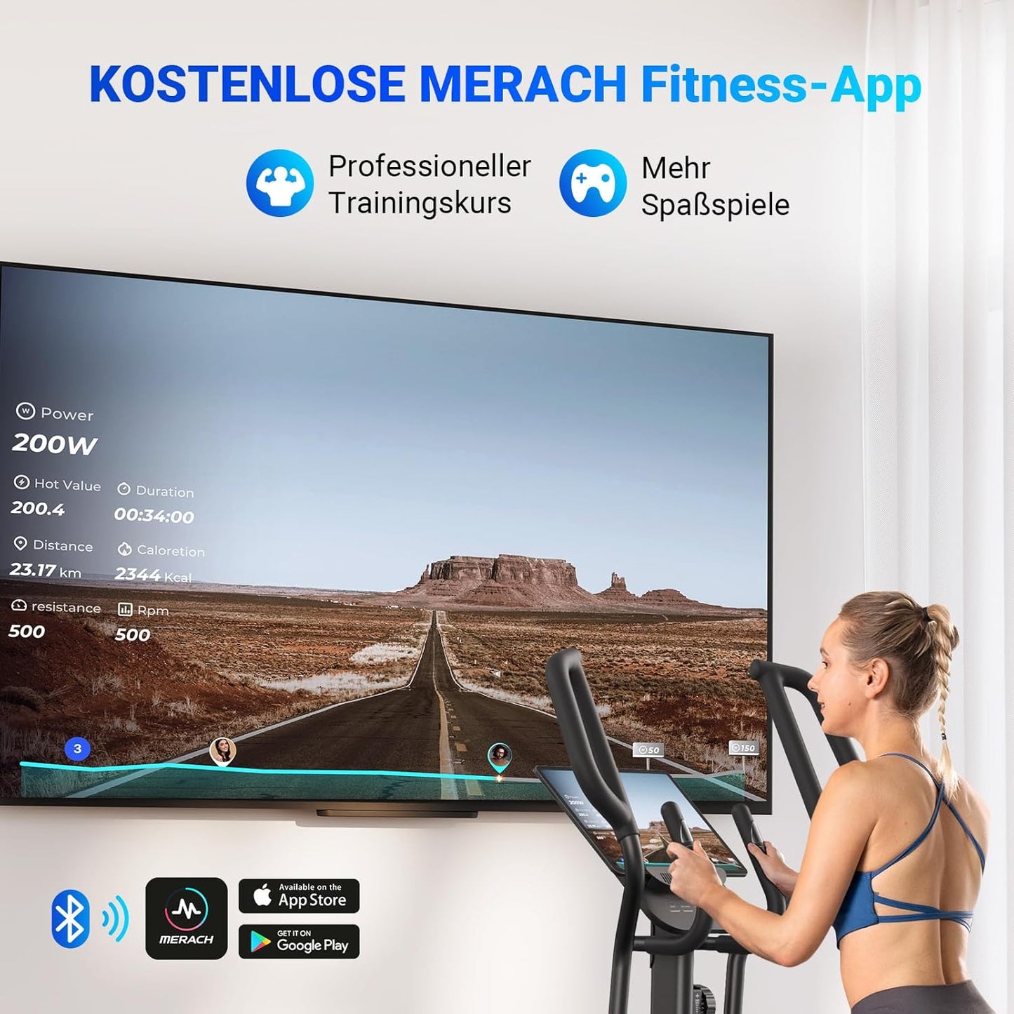 MERACH Heimtrainer Crosstrainer: Leise, Magnetisch, App, 8 Stufen, 160KG Kapazität