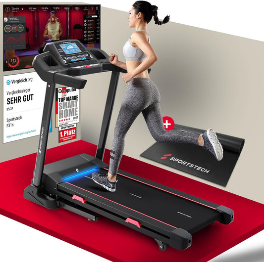 Sportstech F31s: Klappbares Laufband für Zuhause mit App, Bluetooth & LED
