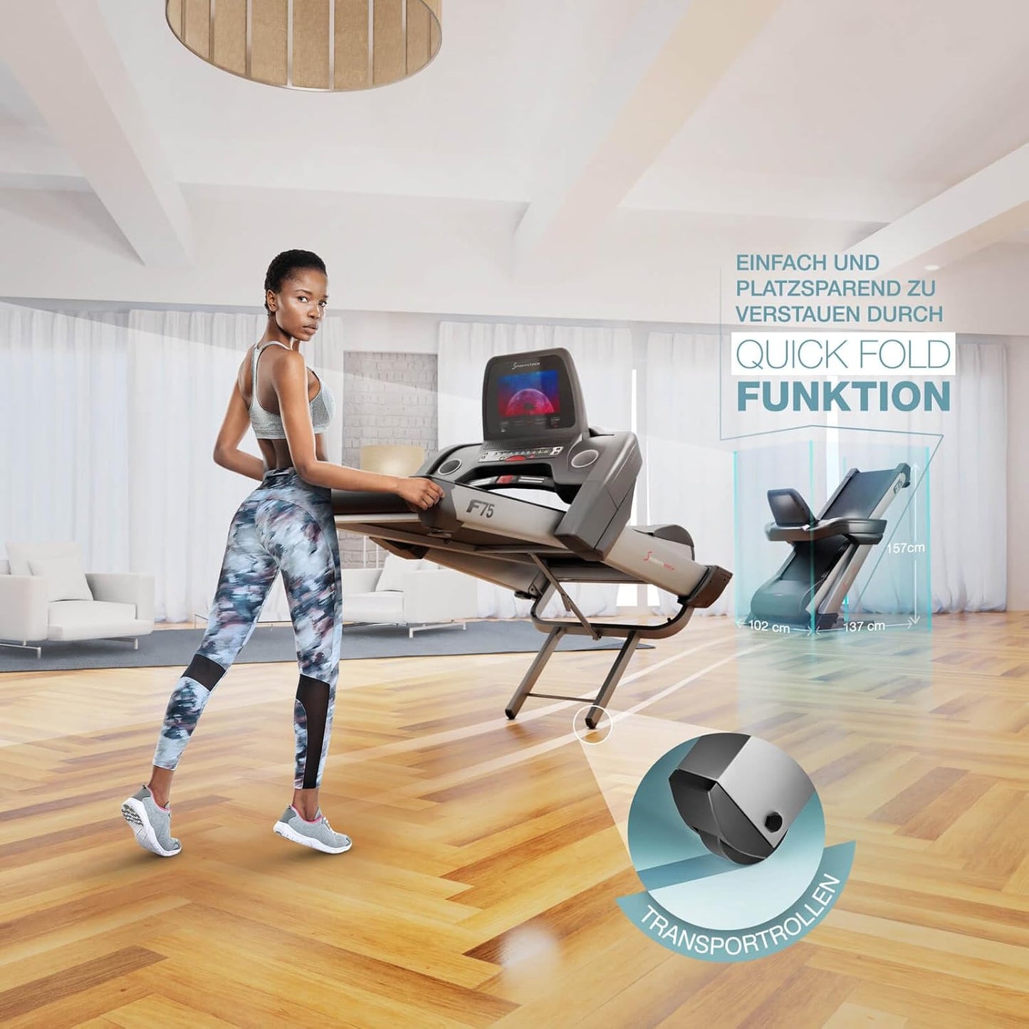 Sportstech F75: Profi-Laufband, klappbar, 7 PS, Android, Made in Germany