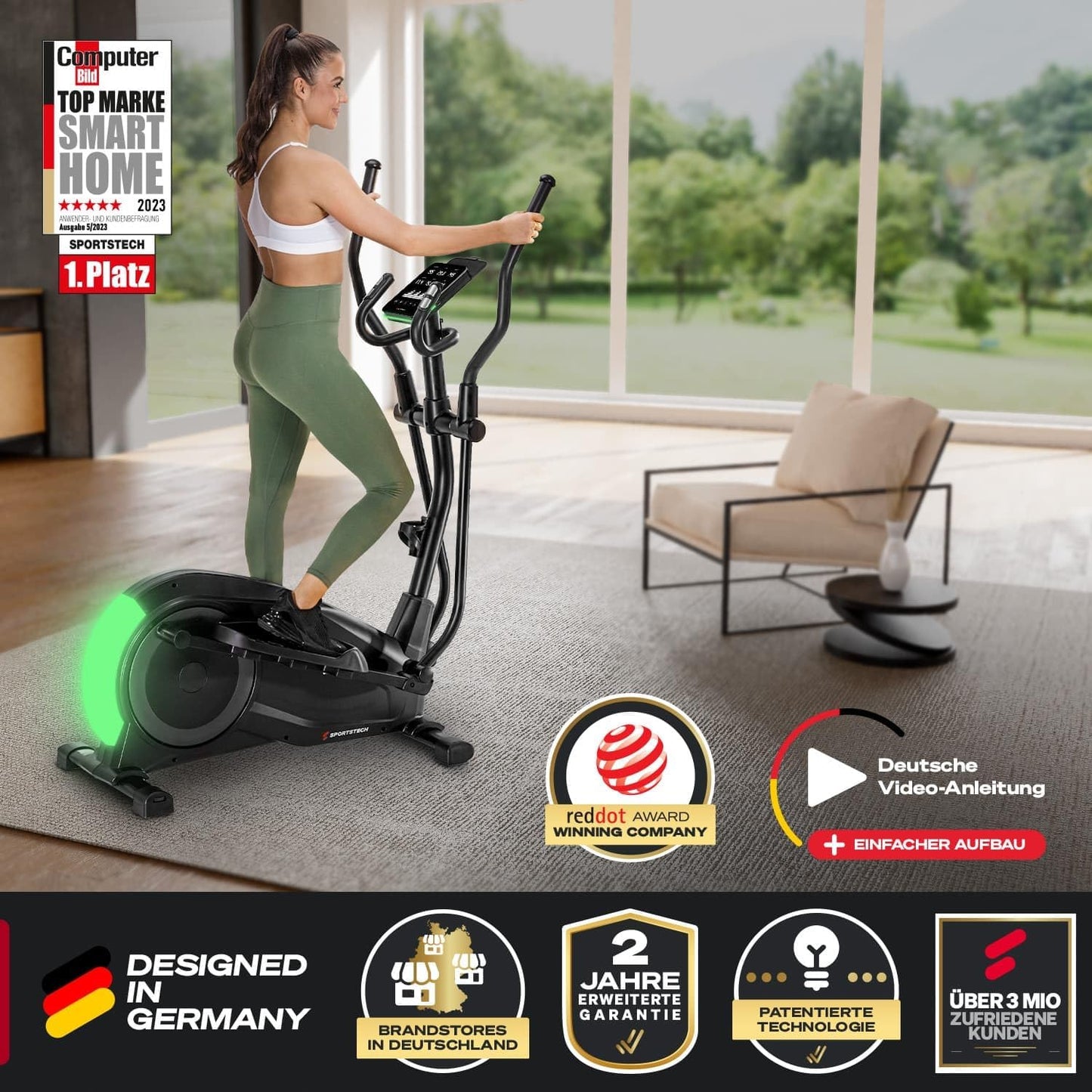 Sportstech CX700: Crosstrainer, 24kg Schwungmasse, App & Bluetooth