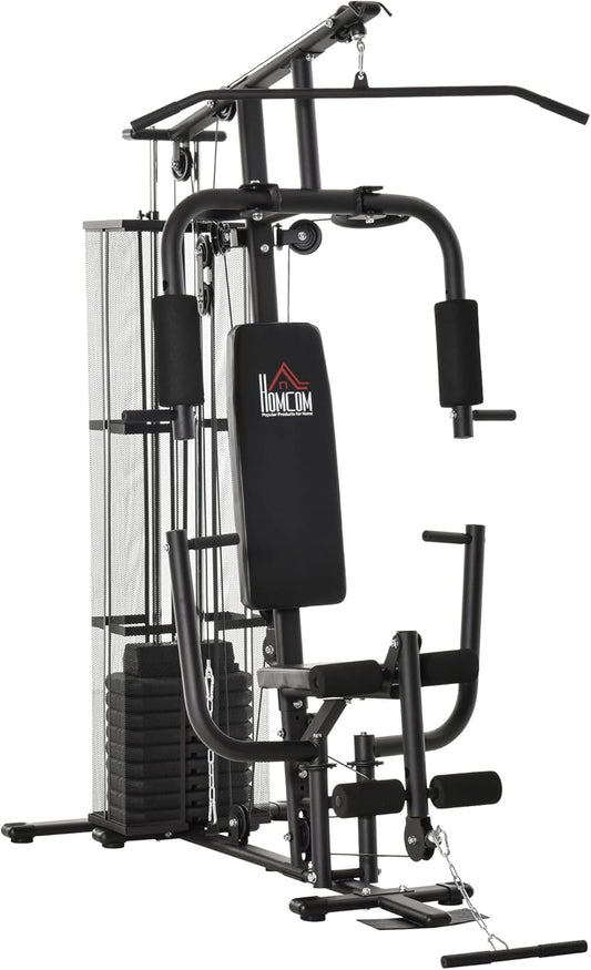 HOMCOM Kraftstation: Multifunktional mit Latzug, Butterfly und 45 kg Gewichten