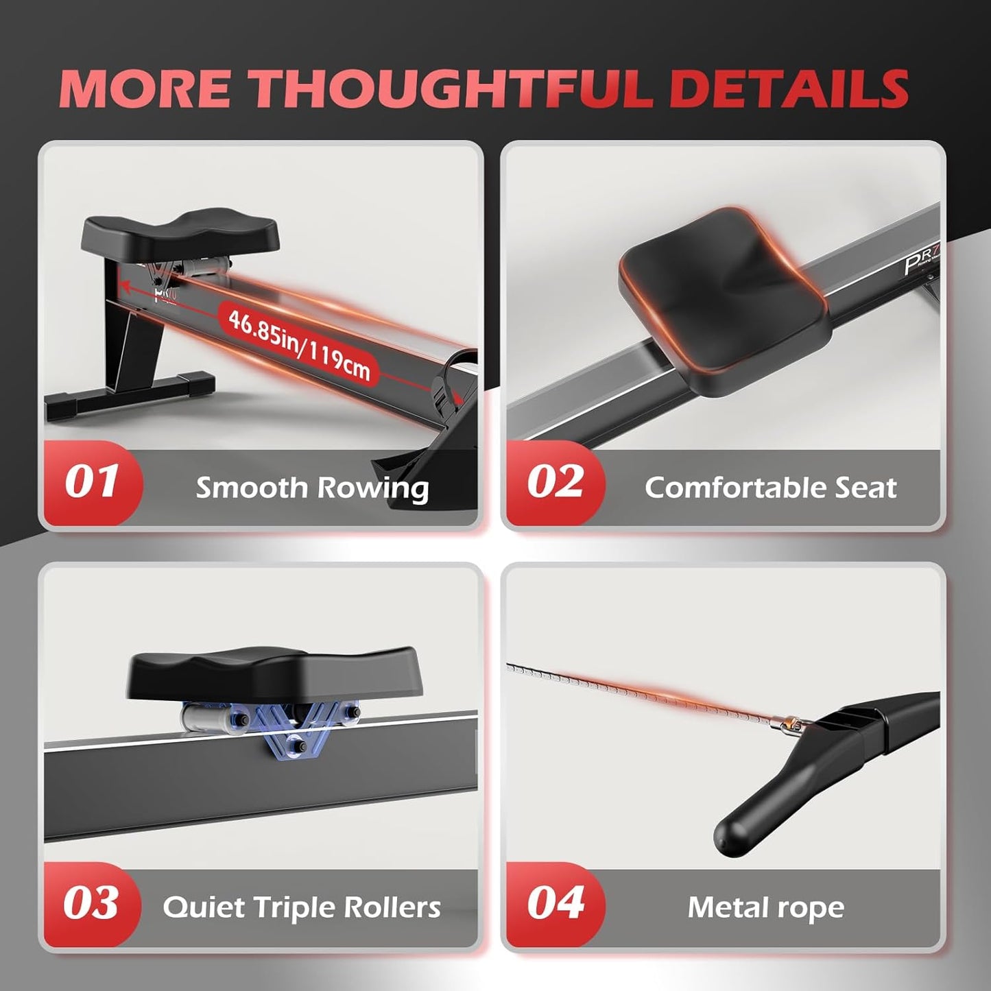 PASYOU Luftwiderstand Rudergerät für Zuhause: 10 Stufen, Komfortsitz, Kinomap APP