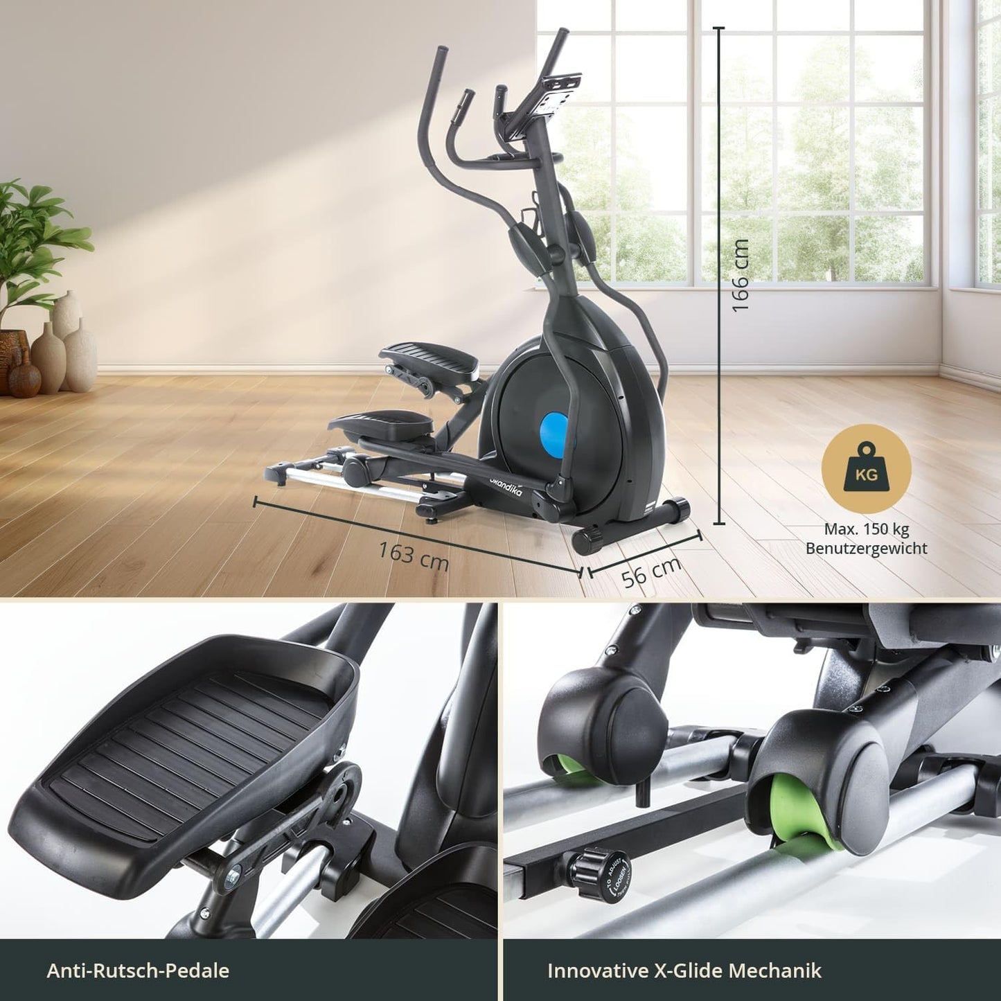 Skandika CardioCross Carbon Champ Elliptical Trainer | 54 lbs Flywheel