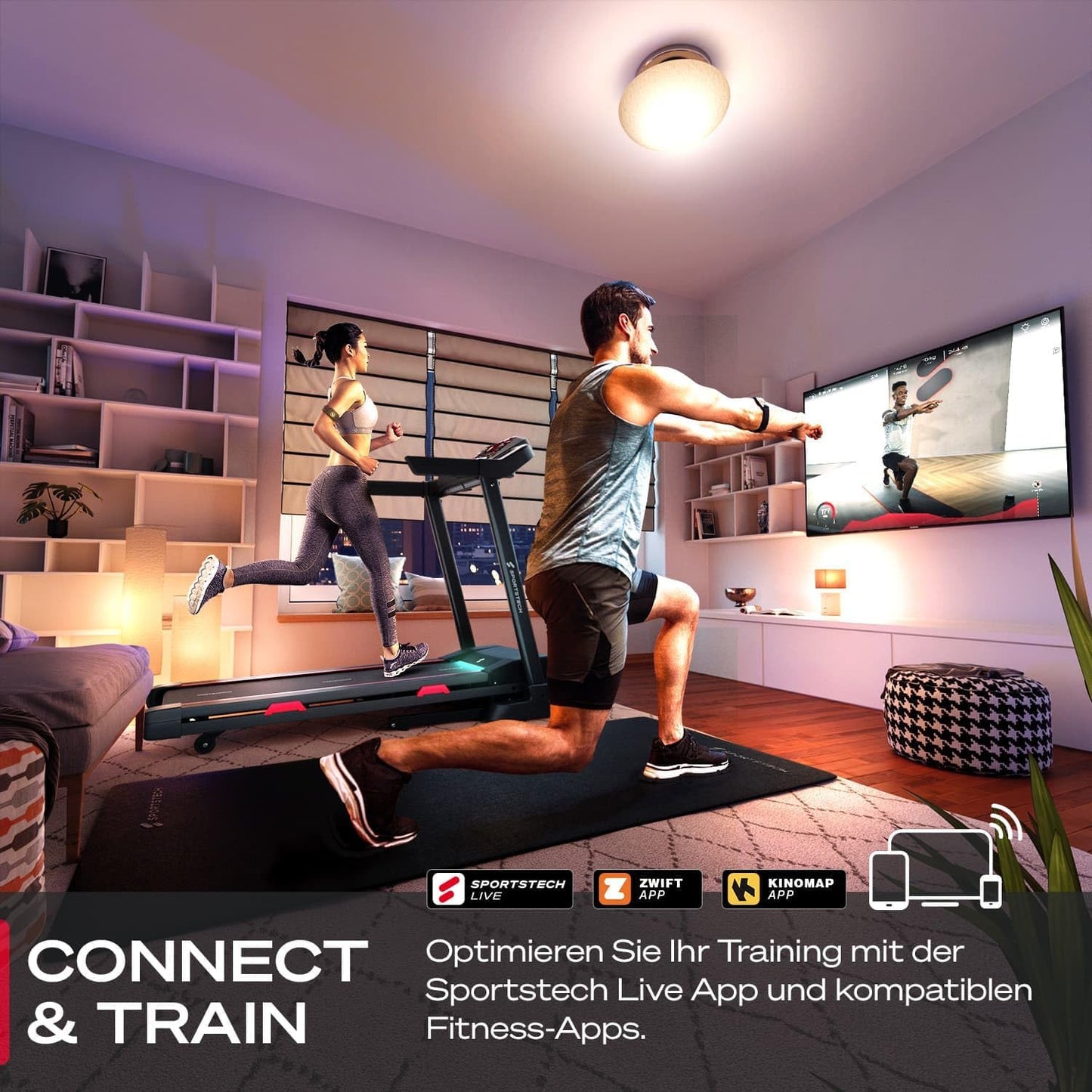 Sportstech F31s: Klappbares Laufband für Zuhause mit App, Bluetooth & LED