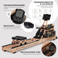 SportPlus Water Rowing Machine Solid Oak Wood Rower App-Compatible