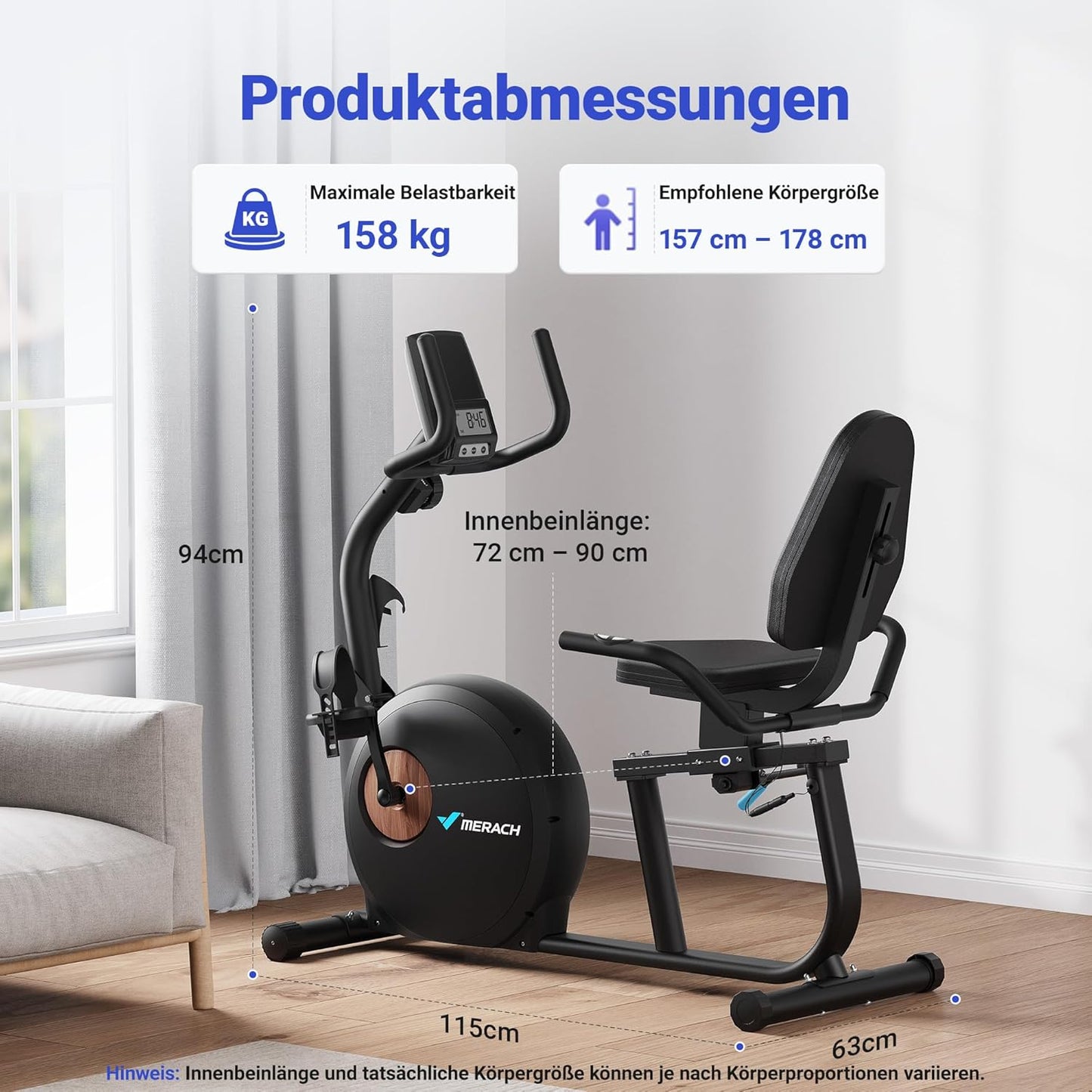 MERACH Liegeergometer: Heimtrainer mit Bluetooth und verstellbarer Rückenlehne