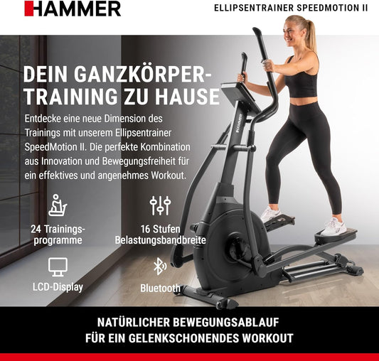 Hammer SpeedMotion II: Crosstrainer mit Steigung, 24 Programmen & 18 kg Schwungmasse