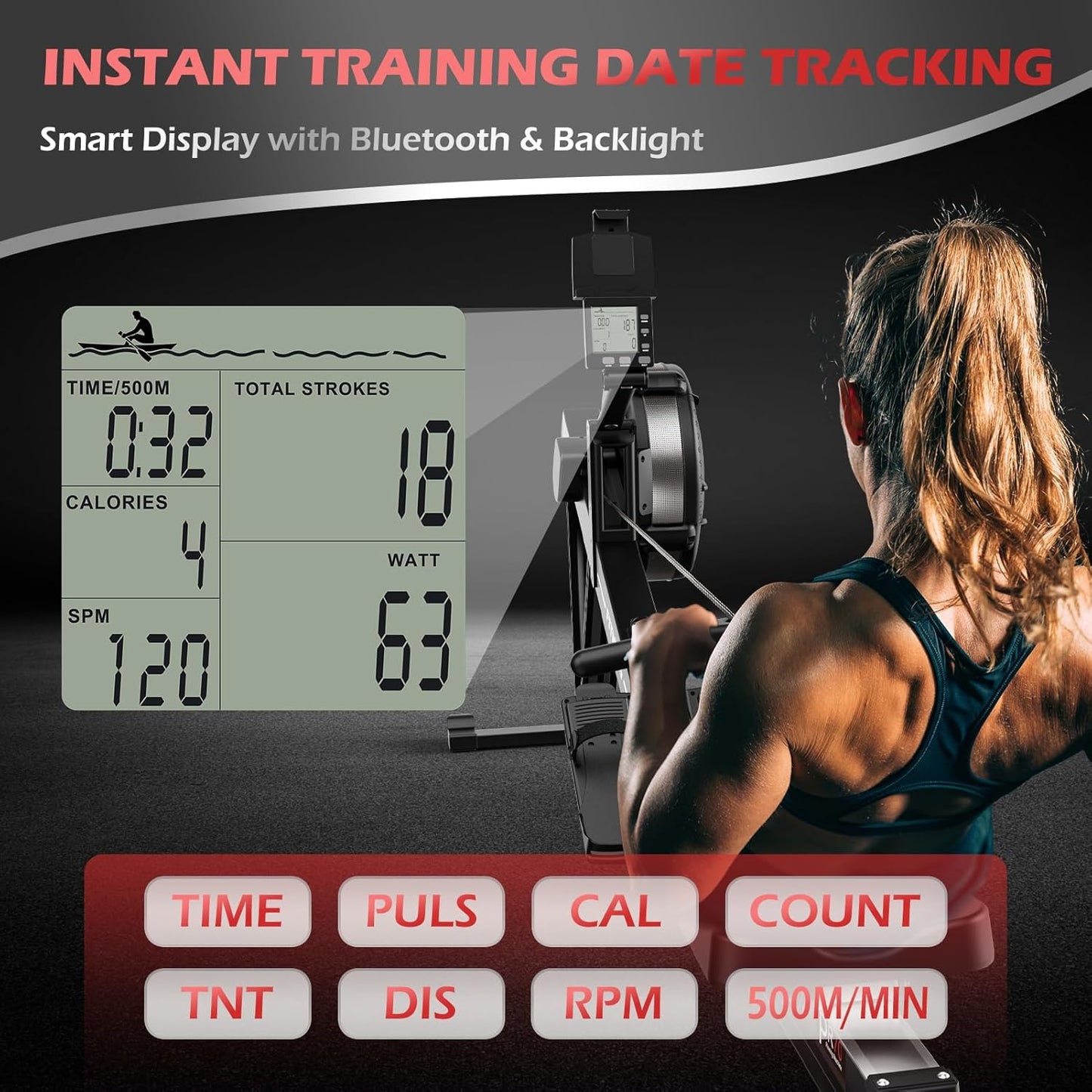 PASYOU Luftwiderstand Rudergerät für Zuhause: 10 Stufen, Komfortsitz, Kinomap APP