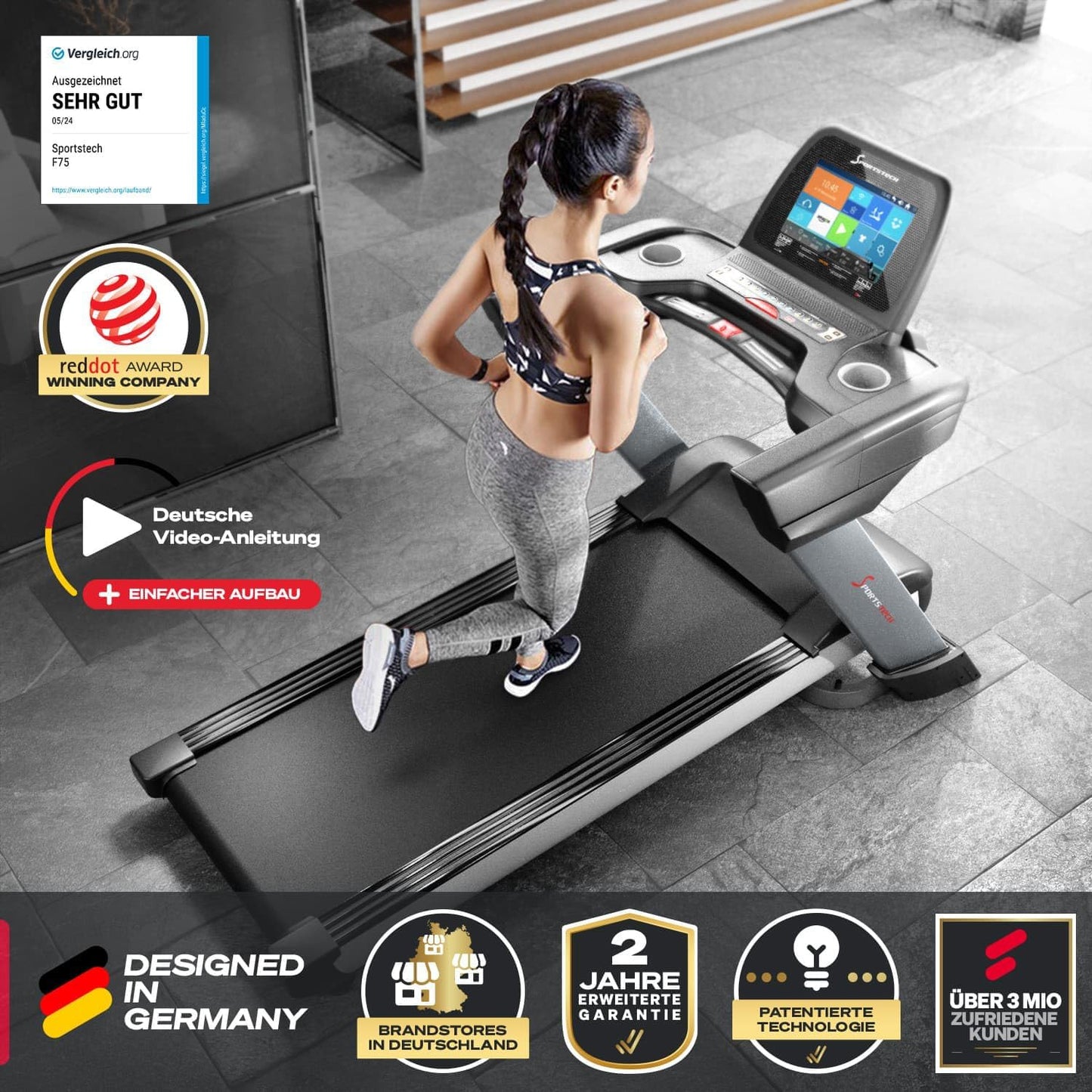 Sportstech F75: Profi-Laufband, klappbar, 7 PS, Android, Made in Germany