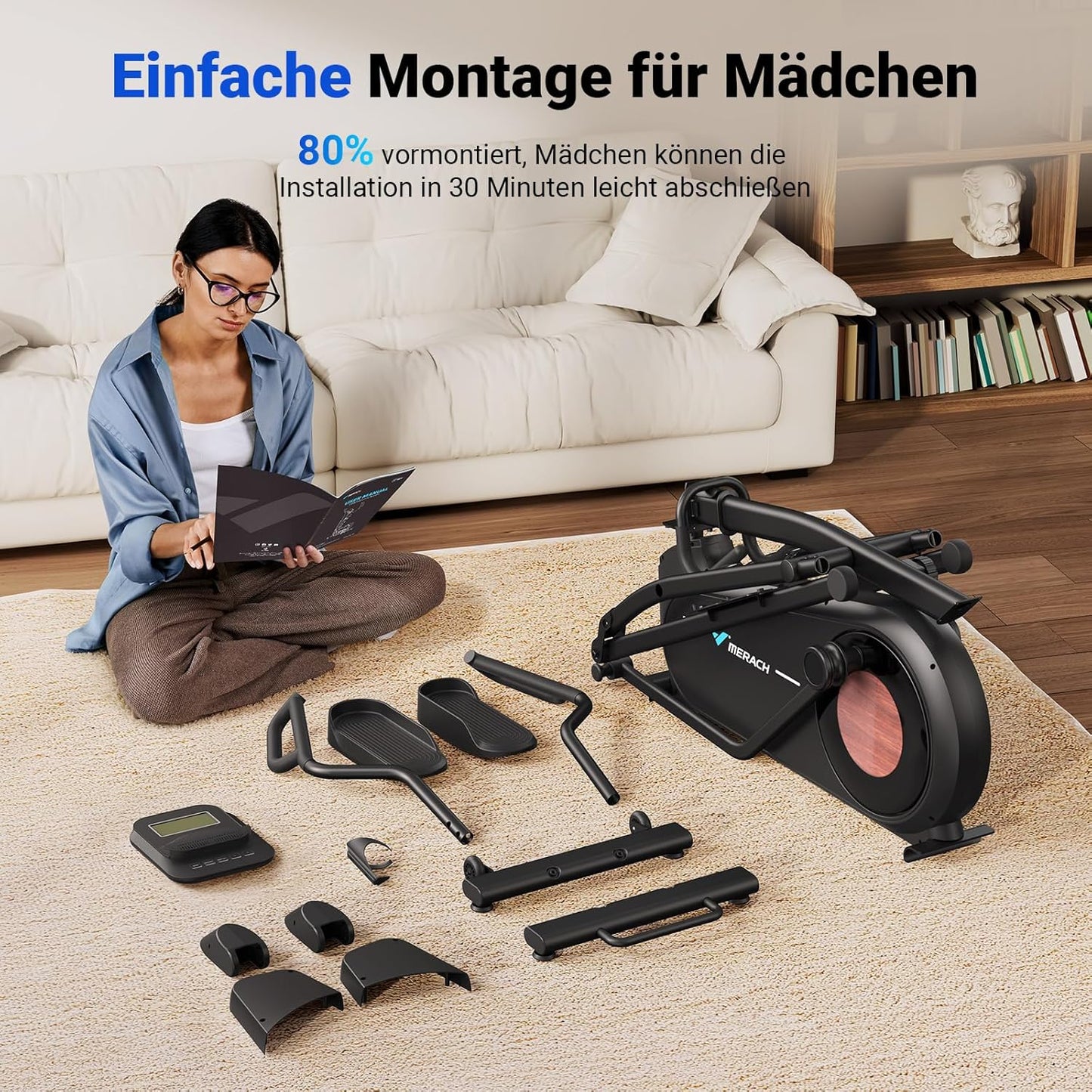 MERACH Heimtrainer Crosstrainer: Leise, Magnetisch, App, 8 Stufen, 160KG Kapazität