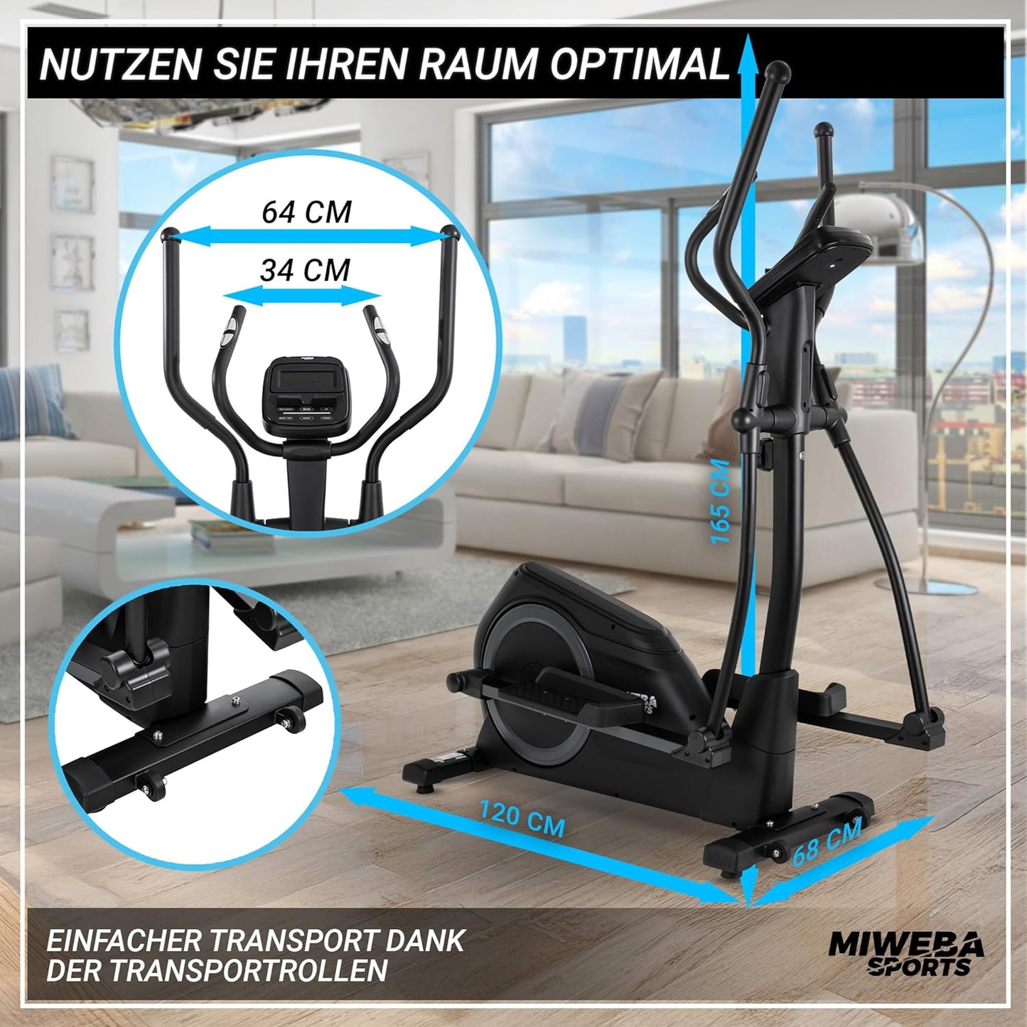 Miweba Sports MC500 Crosstrainer: Leise, 7kg Schwungmasse, LCD Monitor, Heimtrainer