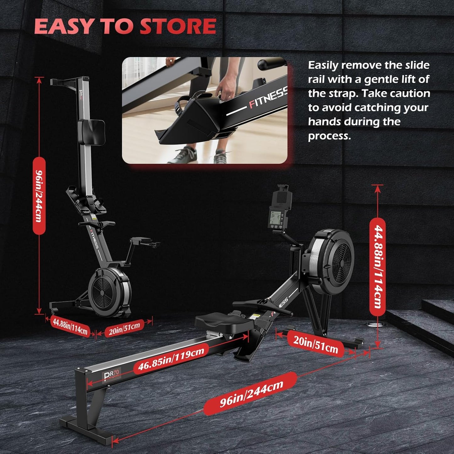 PASYOU Luftwiderstand Rudergerät für Zuhause: 10 Stufen, Komfortsitz, Kinomap APP