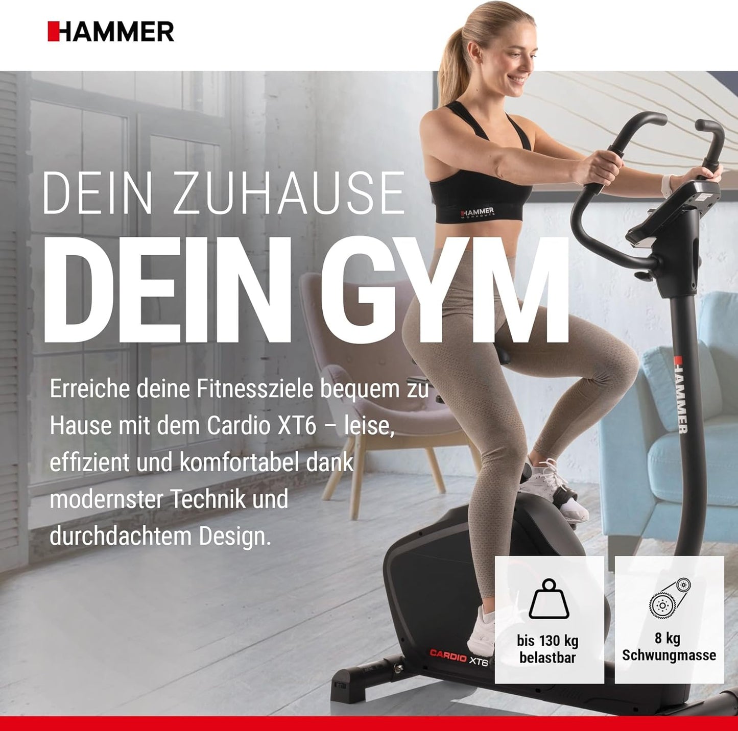 Hammer Cardio XT6/XT7 Ergometer Heimtrainer Fahrrad mit Bluetooth & App