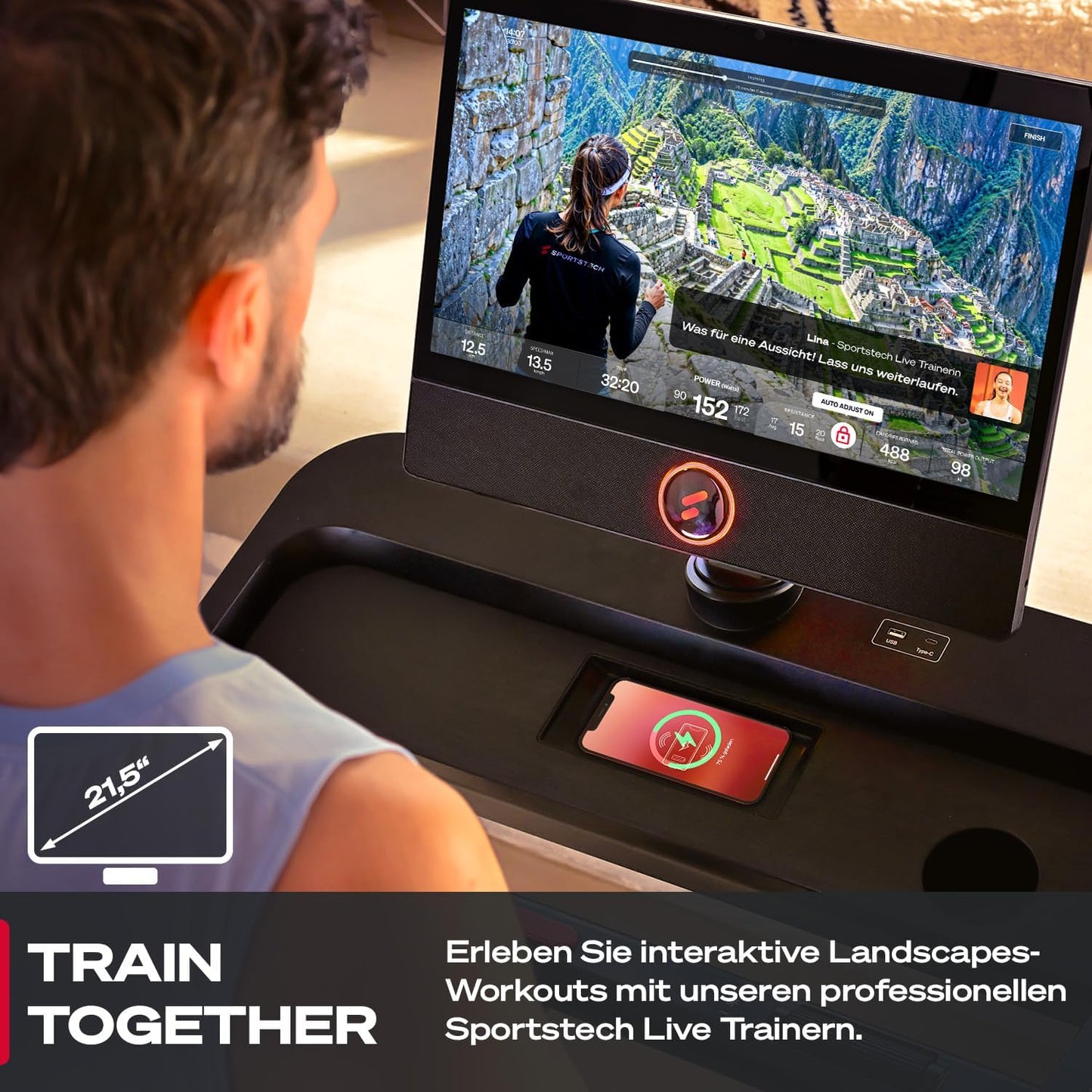 Sportstech sTread Pro: Klappbares Laufband, 20 km/h, 15% Steigung, mit App